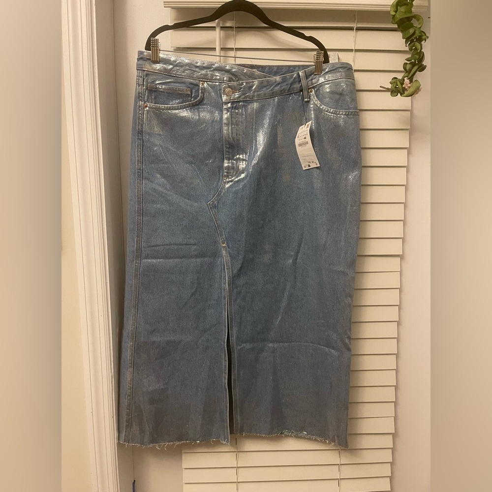 Zara Denim Skirt Metallic